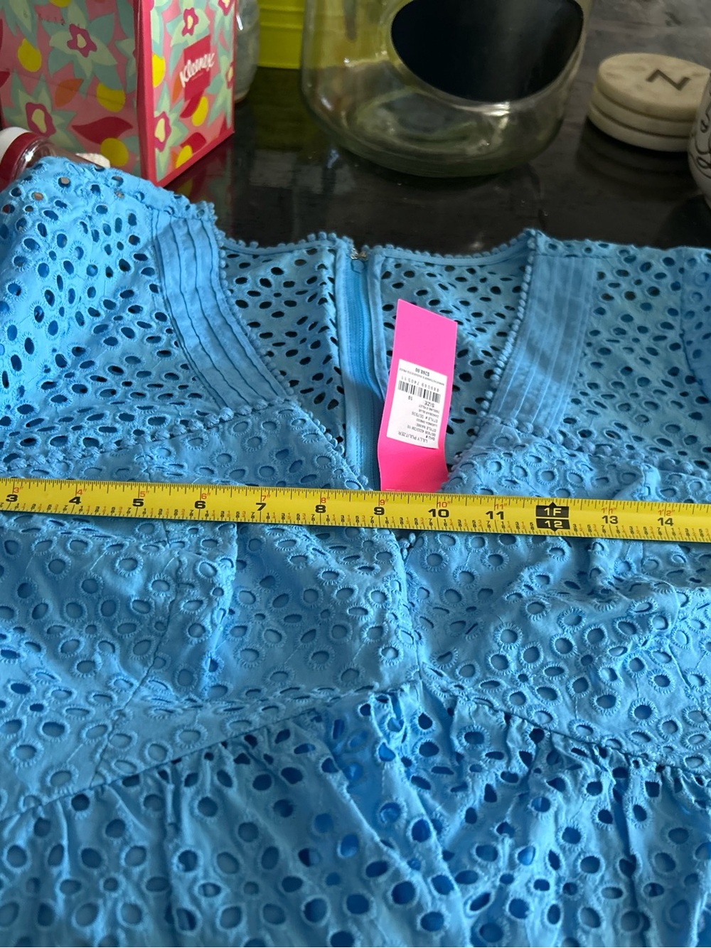 Lilly Pulitzer Blue Eyelet V-Neck Casual Dress - Picture 5 of 7